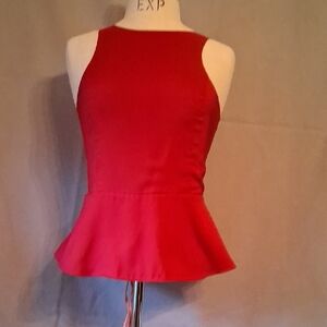Express red sleeveless top with peblum-sz S